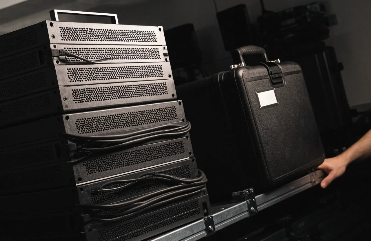 Network equipment rack in the academy's hands-on lab
