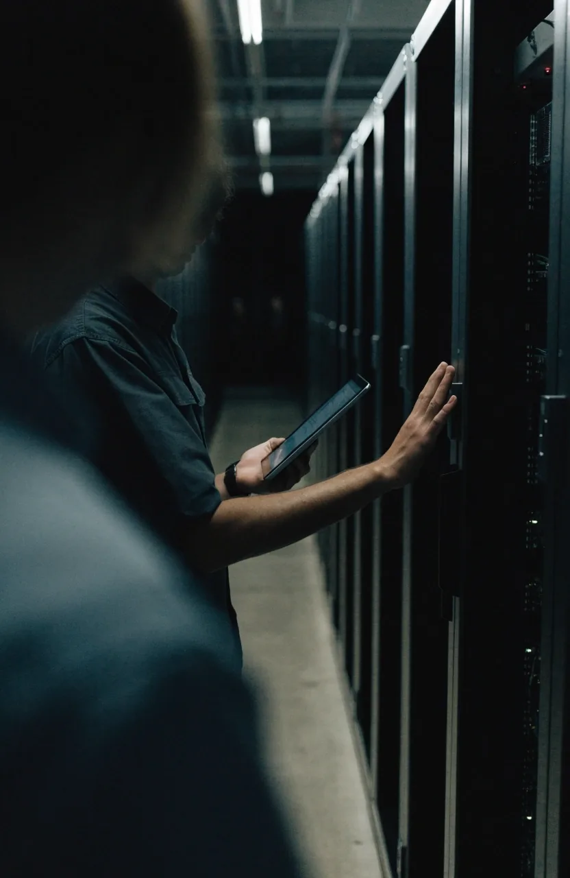 A person's hands on a laptop keyboard with their out-of-focus shoulder in the foreground